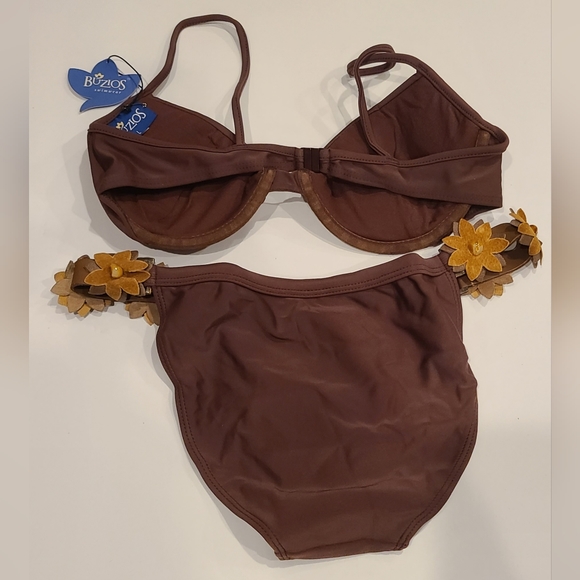 Buzios 2pc Brazilian Leather Floral Bikini Set - Picture 2 of 12